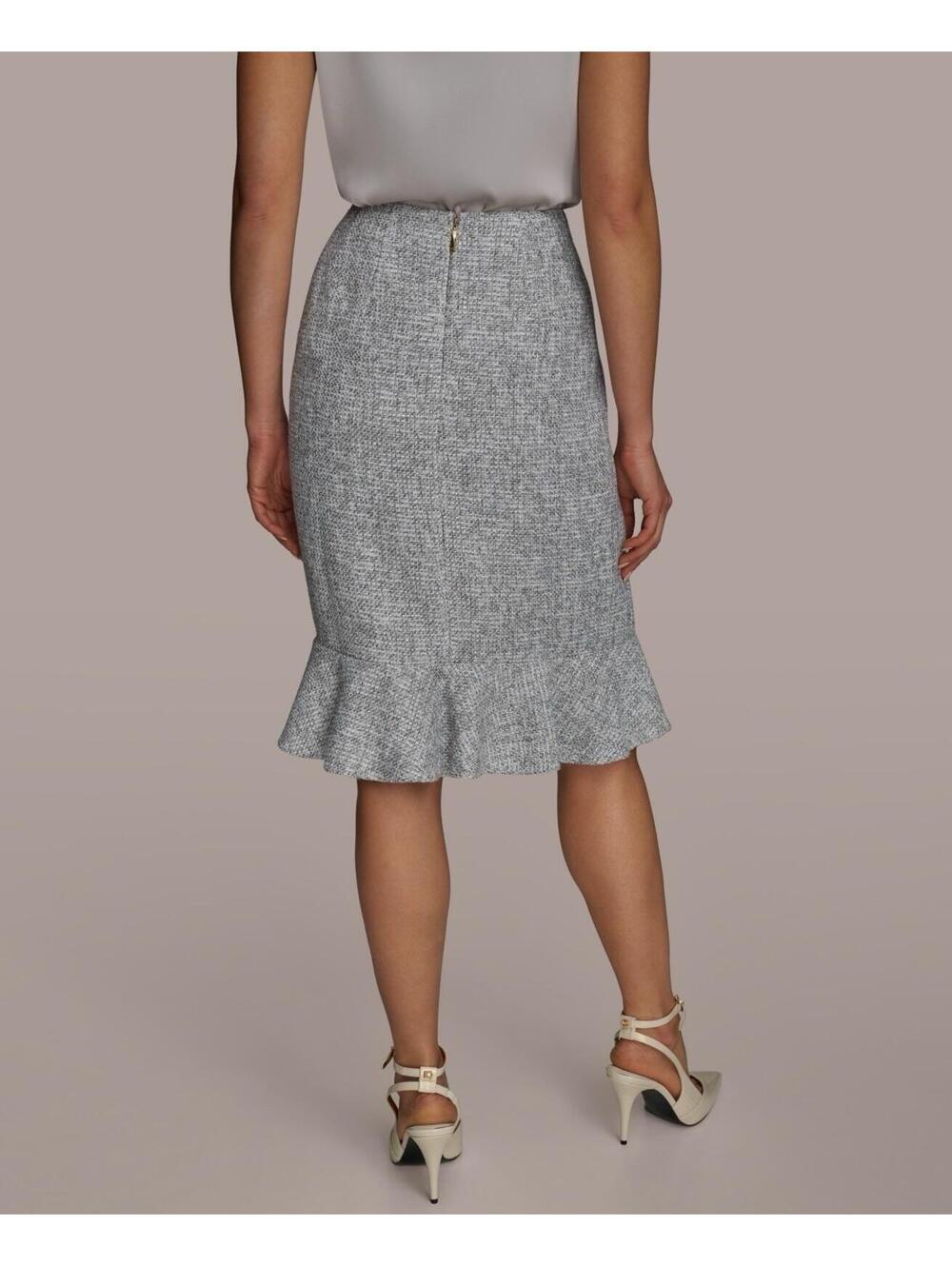 $99 Donna Karan New York Women's Tweed Ruffle Hem Skirt Petite Limestone Size 16 - Picture 5 of 11